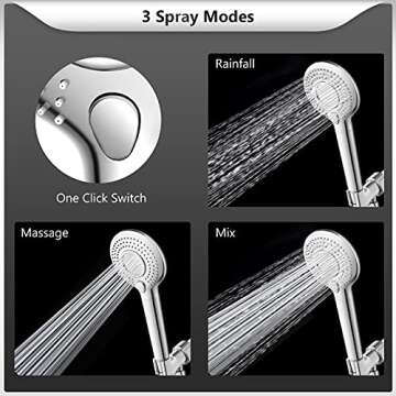 FEELSO Filtered Shower Head with Handheld, High Pressure 3 Spray Mode Showerhead with 60" Hose, Bracket and 15 Stage Water Softener Filters for Hard Water Remove Chlorine and Harmful Substance