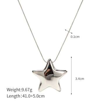 Minimalist Star Choker Necklace for Women Dainty Stainless Steel 18k Gold Plated Star Charm Pendant Trendy Adjustable Chain Necklaces Fashion Jewelry Christmas Birthday Gifts for Her Bff 17" (silver)