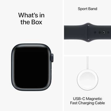 Apple Watch Series 9 [GPS 41mm] Smartwatch with Midnight Aluminum Case with Midnight Sport Band S/M. Fitness Tracker, ECG Apps, Always-On Retina Display, Water Resistant