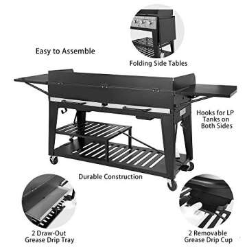 Royal Gourmet 8-Burner Gas Grill, 104,000 BTU Liquid Propane Grill, Independently Controlled Dual Systems, Outdoor Party or Backyard BBQ, Black