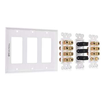 Cable Matters Triple Gang 7.2 Speaker Wall Plate with HDMI (Home Theater Wall Plate, Banana Plug Wall Plate), in White