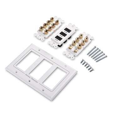 Cable Matters Triple Gang 7.2 Speaker Wall Plate with HDMI (Home Theater Wall Plate, Banana Plug Wall Plate), in White