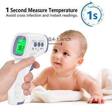 Digital Thermometer for Adults and Kids, No Touch Forehead Thermometer for Baby, 2 in 1 Body Surface Mode Infrared Thermometer with Fever Alarm and Instant Accuracy Readings