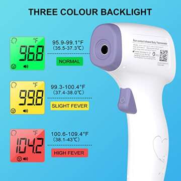 Digital Thermometer for Adults and Kids, No Touch Forehead Thermometer for Baby, 2 in 1 Body Surface Mode Infrared Thermometer with Fever Alarm and Instant Accuracy Readings