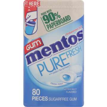 Mentos Pure Fresh Mint Sugar-Free Gum - 80 Pieces in Eco-Friendly Bottle