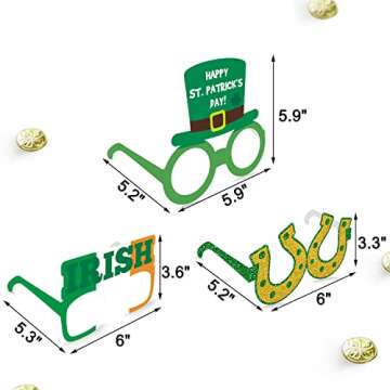 Yaaaaasss! 12 PCS St.Patrick's Day Eyeglasses Green Shamrock Beer Irish Lucky Leprechaun Hat Photo Props Glitter Eyewear Party Ideas Decoration