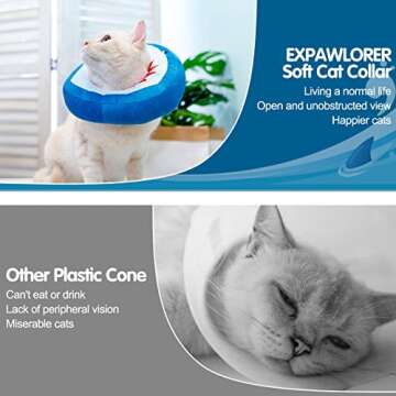 EXPAWLORER Cat Surgery Recovery Collar - Adjustable Donut Cat Cone Collar Soft, Pet E Collar for Wound Healing Protective Elizabethan Collars for Pets Kitten and Small Dogs, Cute Shark Design