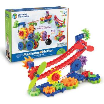 Learning Resources Gears! Gears! Gears! Machines in Motion, STEM Toys, Gear Toy, Puzzle, Early Engineering Toys, 116 Pieces, Ages 5+
