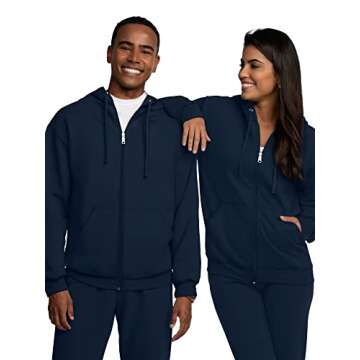 Fruit of the Loom Men's Eversoft Fleece Sweatshirts & Hoodies, Full Zip-Navy, Large