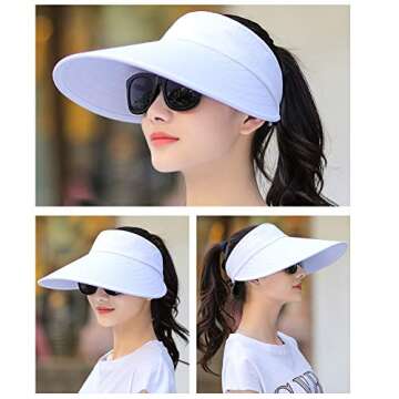 Sun Visor Hats Women Large Brim Summer UV Protection Beach Cap