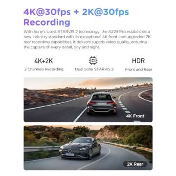 VIOFO A229 Pro 4K HDR Dash Cam, Dual STARVIS 2 IMX678 IMX675, 4K+2K Front and Rear Car Camera, 2 Channel with HDR, Voice Control, 5GHz WiFi GPS, Night Vision 2.0, 24H Parking Mode, Support 512GB Max