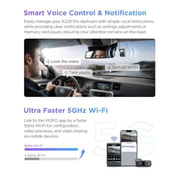 VIOFO A229 Pro 4K HDR Dash Cam, Dual STARVIS 2 IMX678 IMX675, 4K+2K Front and Rear Car Camera, 2 Channel with HDR, Voice Control, 5GHz WiFi GPS, Night Vision 2.0, 24H Parking Mode, Support 512GB Max