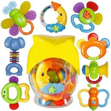 8pcs Educational Baby Teether Toys for Newborns