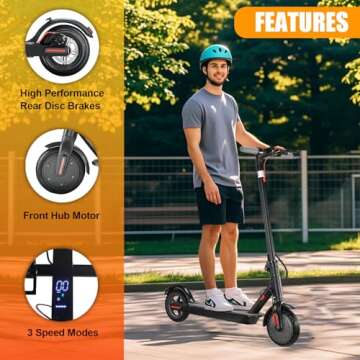 Electric Scooter Adults, Foldable 8.5" Tires E Scooter for Adults, 19 Mph, 350W Motor Fast Cooter, Kick Scooters Max 21 Miles Long Range for Commuting, Heavy Duty E-Scooter with Dual Braking System