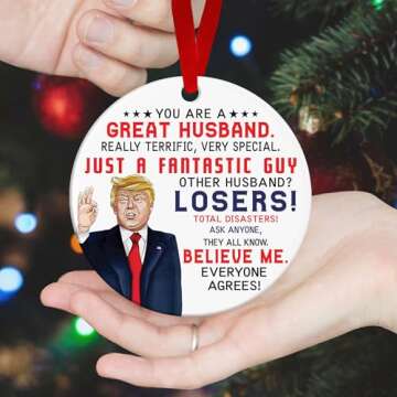 Christmas Funny Gifts for Husband - Husband Ornaments, Husband Christmas Ornament, Christmas Ornament for Husband - Funny Husband Ornaments 2024, Husband Gift from Wife - Ceramic Ornament