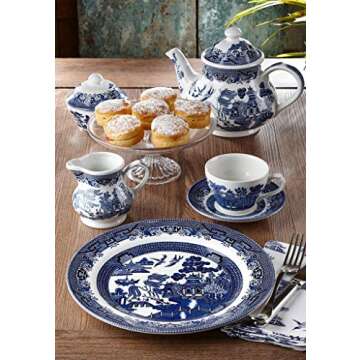 Churchill Blue Willow Plates Bowls Cups 20 Piece Dinnerware Set, Made In England