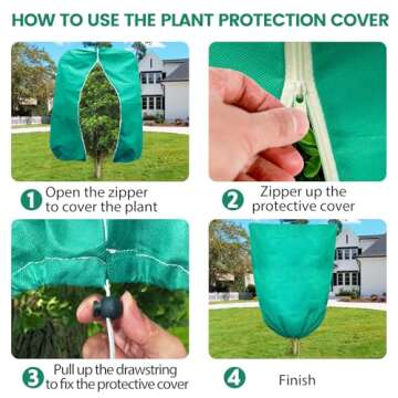 Plant Covers Freeze Protection, 2 Packs 47"W x 75"H Large Frost Cloth Blankets 2.47oz/yd² with Zipper Drawstring, Reusable Frost Tree Covers Shrub Jackets for Winter Outdoor Plants Potted Fruit Tree