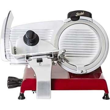 Berkel Red Line 250 Electric Food Slicer - Red | 10" Blade | Perfect Cuts & Reduced Waste | Built-In Sharpener | Premium Kitchen Appliance | Italian Heritage Since 1898