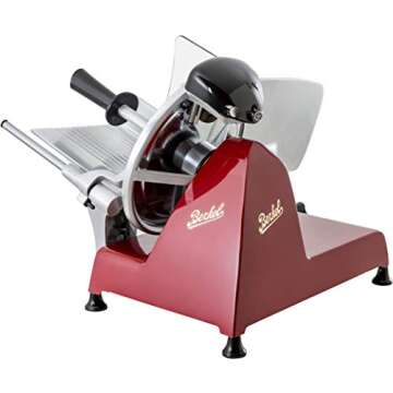 Berkel Red Line 250 Electric Food Slicer - Red | 10" Blade | Perfect Cuts & Reduced Waste | Built-In Sharpener | Premium Kitchen Appliance | Italian Heritage Since 1898