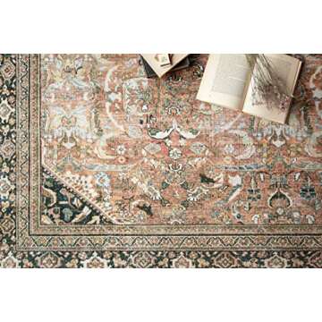 Loloi II Wynter Collection WYN-02 Auburn/Multi 2'-0" x 5'-0", .13" Thick, Accent Rug, Soft, Durable, Printed, Vintage Inspired, Low Pile, Non-Shedding, Easy Clean, Living Room Rug