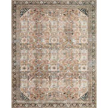 Loloi II Wynter Collection WYN-02 Auburn/Multi 2'-0" x 5'-0", .13" Thick, Accent Rug, Soft, Durable, Printed, Vintage Inspired, Low Pile, Non-Shedding, Easy Clean, Living Room Rug