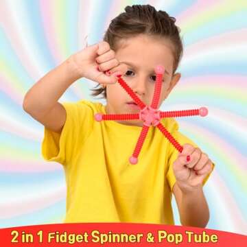 NUTTY TOYS Ultimate Pop Tubes Fidget Spinner - Top Stress & Anxiety Relief Sensory Toy 2024, Unique Easter Basket Stuffers Idea for Toddler Kids & Adults, Best Teen Girl Teenage Boy & Tween Gifts