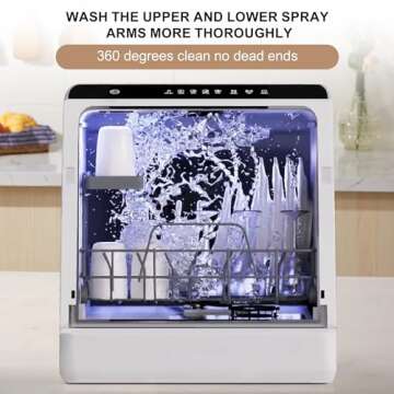 LINGXI Counter Top Dishwasher ，Countertop Dishwasher with Water Tank. Portable Dishwasher With Dryer，Baby Care，360° Spray， Dishwasher For Apartments，Rvs.