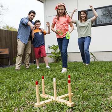 Champion Sports QS1 Wooden Ring Toss Set,Classic