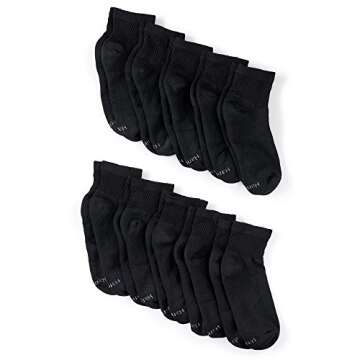 Hanes Womens Value, Ankle Soft Moisture-wicking Socks, Available In 10 And 14-packs Athletic-socks, Black - 10 Pack, 5-9 US