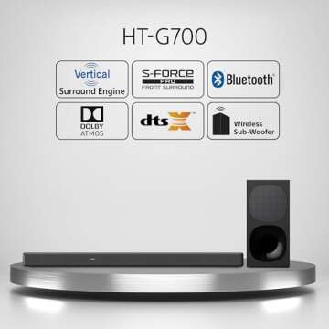 Sony HT-G700: 3.1CH Dolby Atmos/DTS:X Soundbar with Bluetooth Technology, Black