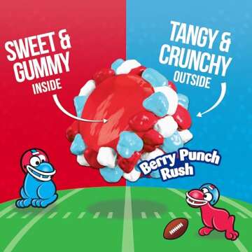 NERDS Gummy Clusters Candy, Berry Punch Rush, Crunchy and Gummy, Game Day Candy, Football Party Supplies, 8 oz