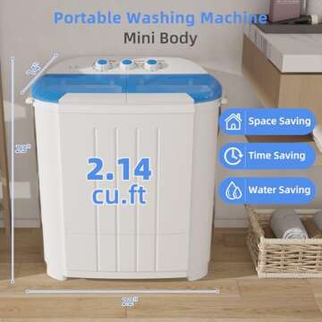 VCJ Portable Twin Tub Washing Machine - Compact 14lbs Laundry Washer & Spinner