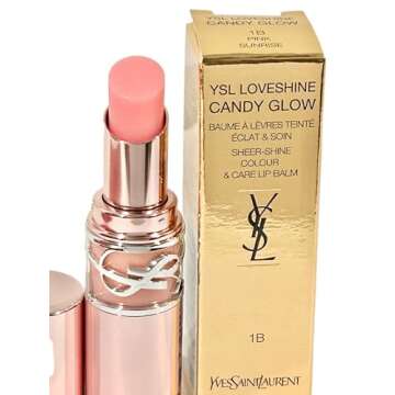 YVES SAINT LAURENT YSL LOVESHINE CANDY GLOW Sheer Shine Care Lip Balm Lipstick # 1B Pink Sunrise Women 0.10 oz / 3.1 g