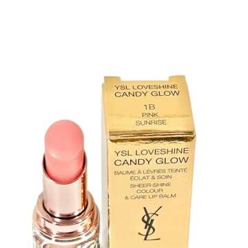 YVES SAINT LAURENT YSL LOVESHINE CANDY GLOW Sheer Shine Care Lip Balm Lipstick # 1B Pink Sunrise Women 0.10 oz / 3.1 g