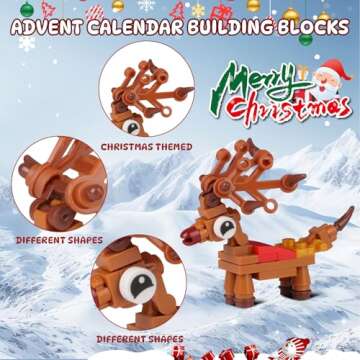 EPUMP Advent Calendar 2024 Kids: 12 In 1 Christmas Building Block Sets - 24 Days of Christmas Countdown Calendar for Adults Kids - Display Building Kits Ideal Xmas Holiday Gifts for Boys Girls Children