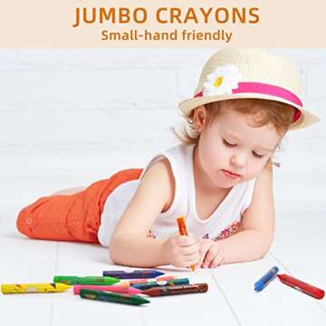 Lebze Jumbo Crayons for Toddlers, 16 Colors Non Toxic Crayons, Easy to Hold Large Crayons for Kids, Safe for Babies and Children Flower Monaco