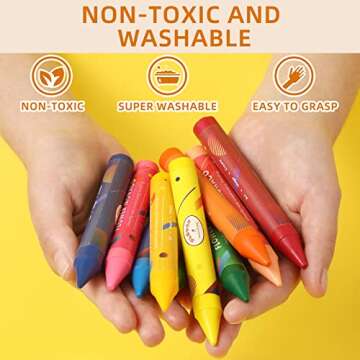 Lebze Jumbo Crayons for Toddlers, 16 Colors Non Toxic Crayons, Easy to Hold Large Crayons for Kids, Safe for Babies and Children Flower Monaco