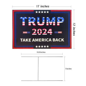 Trump 2024 Yard Signs, Double Sided Trump 2024 Yard Sign with Metal H Stake, 17"x12" Double Sided UV Print Fade Resistant Trump Take America Back Lawn Sign Trump Merchandise for Indoor Outdoor