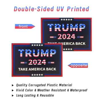 Trump 2024 Yard Signs, Double Sided Trump 2024 Yard Sign with Metal H Stake, 17"x12" Double Sided UV Print Fade Resistant Trump Take America Back Lawn Sign Trump Merchandise for Indoor Outdoor