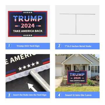 Trump 2024 Yard Signs, Double Sided Trump 2024 Yard Sign with Metal H Stake, 17"x12" Double Sided UV Print Fade Resistant Trump Take America Back Lawn Sign Trump Merchandise for Indoor Outdoor