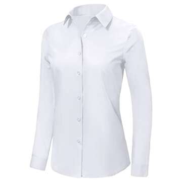 Ruisin Womens Soft Wrinkle Free Button Down Shirts for Women Long Sleeve Formal Work Dress Blouses Tops White Size XXS