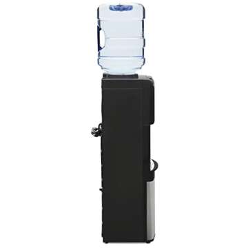 Primo Top-Loading Water Dispenser - 3 Temp (Hot-Cool-Cold) Water Cooler Water Dispenser for 5 Gallon Bottle w/Child Safety Lock, Black and Stainless Steel