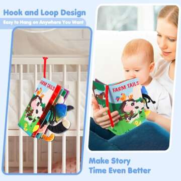 beiens Baby Books Toys, Touch and Feel Crinkle Cloth Books for Babies, Infants & Toddler, Early Development Interactive Car & Stroller Soft Toys for Boys & Girls (Farm Tails-1 Book)