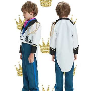 Prince Costume for Boys Prince Hans Costume Cosplay Outfit Medieval Royal Prince for Kids Boys Aged 3-12