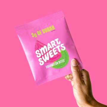 SmartSweets Sourmelon bites, Low Sugar Gummy Candy (3g), Low Calorie (130), Gluten-Free -1.8oz (Pack of 6) Packaging may vary