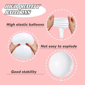 White Balloons,100 pcs 12 Inch White Latex Balloons,Matte White Balloons for Party Decoration,Birthday Decoration,Wedding, Baby Shower,Holiday Decoration（White Balloons）