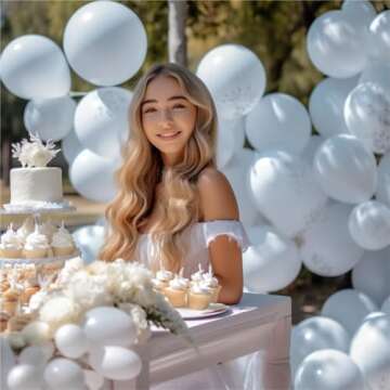 White Balloons,100 pcs 12 Inch White Latex Balloons,Matte White Balloons for Party Decoration,Birthday Decoration,Wedding, Baby Shower,Holiday Decoration（White Balloons）