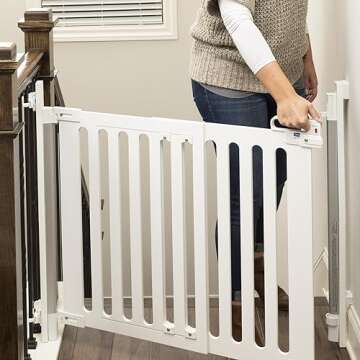 Qdos Safety Spectrum Designer Baby Safety Gate - Meets Tougher European Standards - Modern Design and Unparalleled Safety - Furniture Grade Wood - Simple Installation | Hardware Mount | White