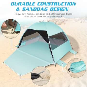 Large Easy Setup Beach Tent for Ultimate Sun Protection