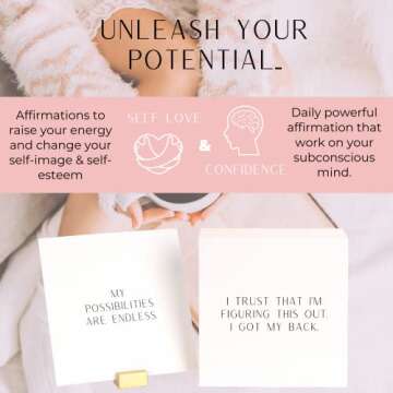 Positive Affirmation Cards for Women -31 Unique Daily Inspirational & Empowering Quotes for Self-Love & Confidence -Motivational Cards With thought-provoking Questions - Manifestation Cards -White